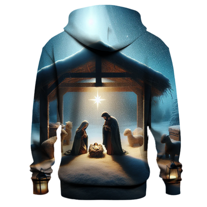 Snowy Night at the Nativity Scene Hoodie