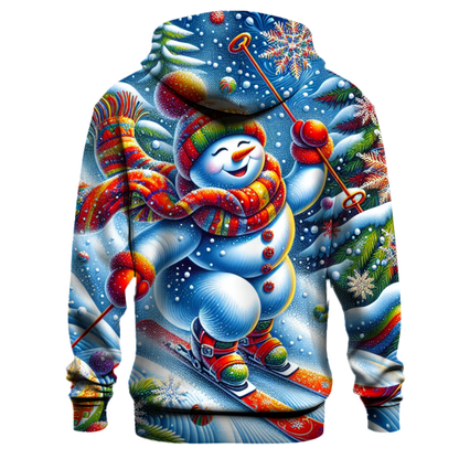 Festive Skiing Snowman Adventure Hoodie