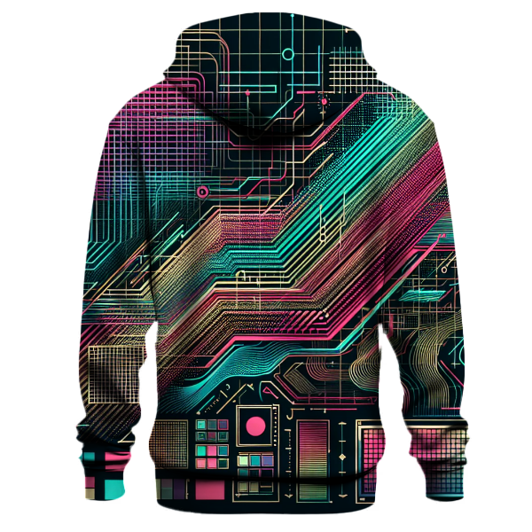 Retro Tech Grid Design Hoodie Hoodie Trends