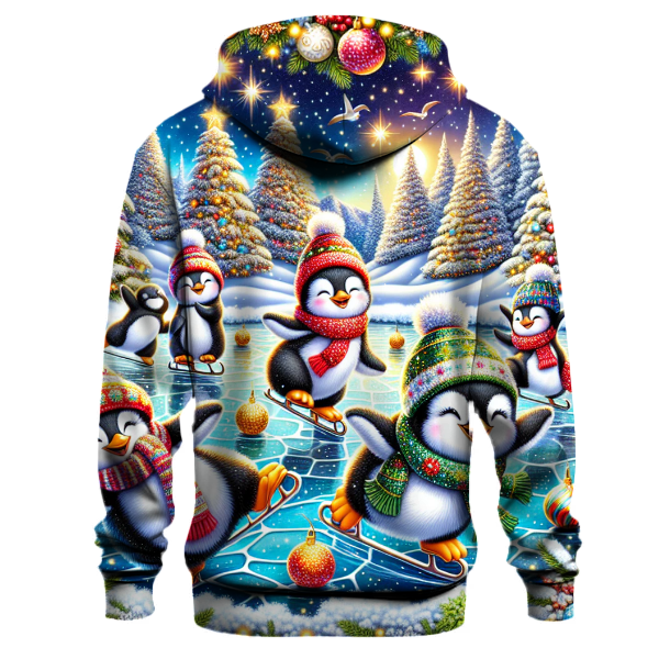 Christmas Penguins Ice Skating Hoodie