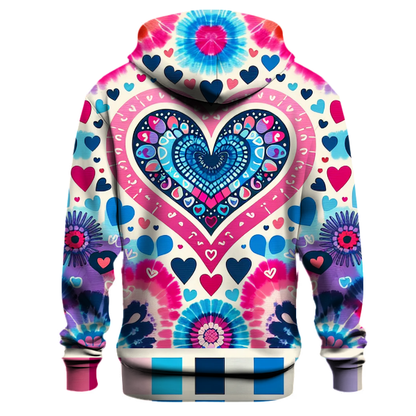 Chic Tie-dye Heart Hoodie Printed Hoodies