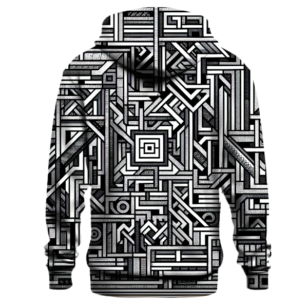 Geometric Monochrome Maze Hoodie