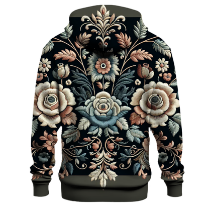 Vintage Floral Embroidery Hoodie