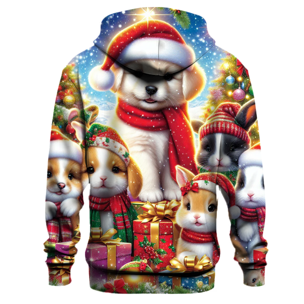 Whimsical Christmas Animals Hoodie Heavyweight Hoodies