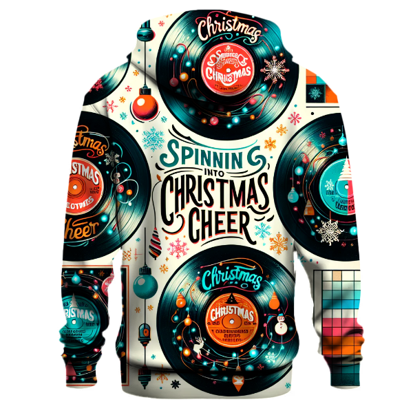 Retro Christmas Vinyl Records Hoodie