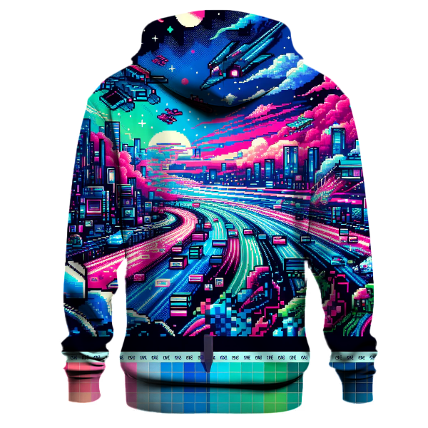 Vibrant Pixel Patterns Hoodie