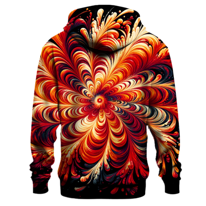 Crimson Flame Burst Hoodie