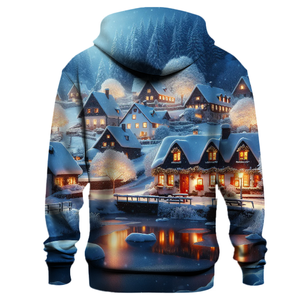 Snowy Village Holiday Scene Hoodie