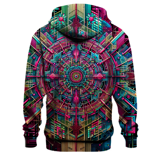 Geometric Neon Grids Hoodie