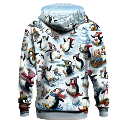 Joyful Penguins at Play Hoodie