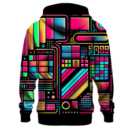 Neon Geometric Wave Hoodie