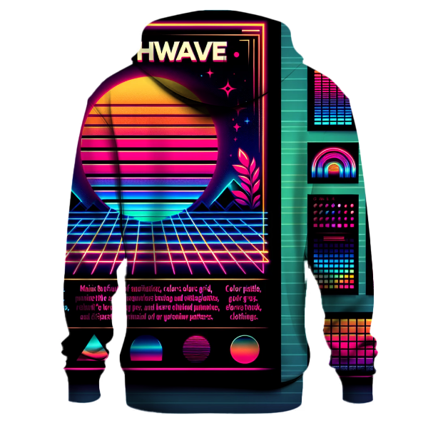 Synthwave Nightscape Hoodie Embroidered Hoodies