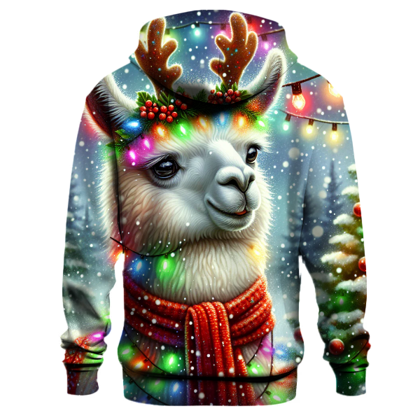 Festive Llama in Christmas Lights Hoodie