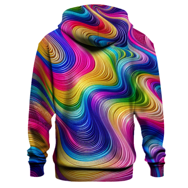 Wavy Rainbow Reverie Hoodie Embroidered Hoodies