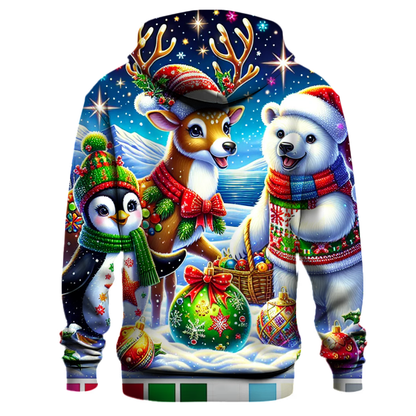 Cute Christmas Animals Gathering Hoodie