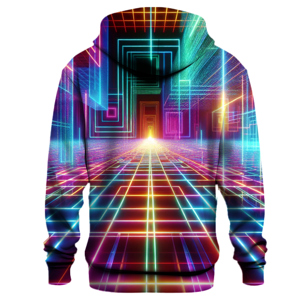 Futuristic Neon Gridscape Hoodie