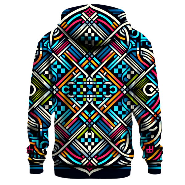 Neon Checkered Design Hoodie Hoodies Fashion