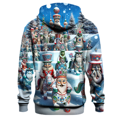 Whimsical Snowman Parade Hoodie