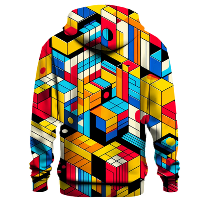 Vibrant Retro Geometric Blocks Hoodie