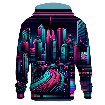 Retro Neon Nightscape Hoodie