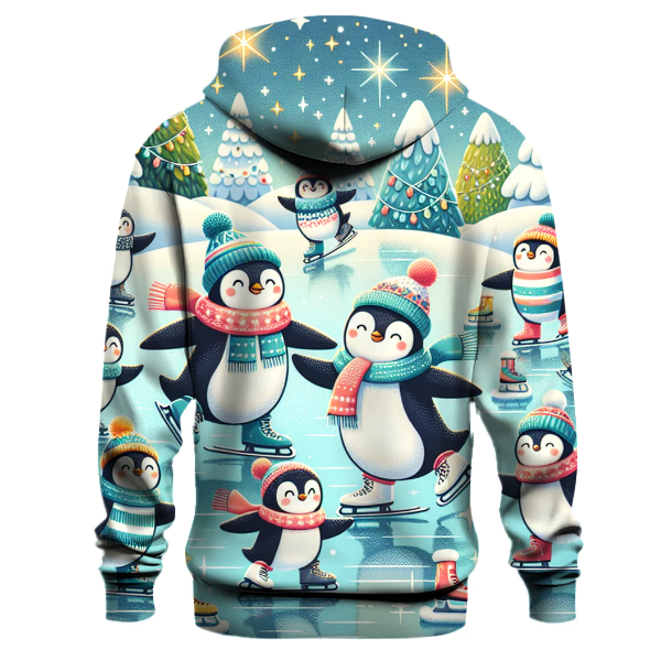 Festive Penguins on Ice Hoodie