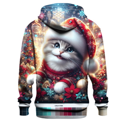 Whimsical Christmas Cat Hoodie