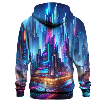 Futuristic Neon Cityscape Hoodie