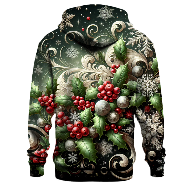 Festive Snowflake and Holly Swirl Hoodie