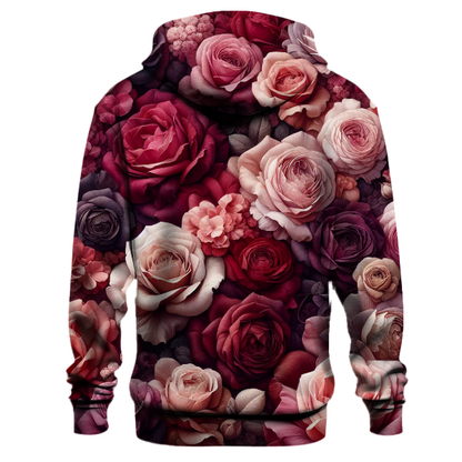 Crimson Rose Bloom Hoodie