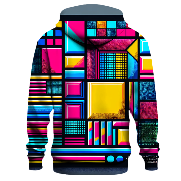 Vibrant 80s Color Block Hoodie