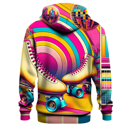 Vivid 80s Roller Rink Hoodie Lightweight Hoodies