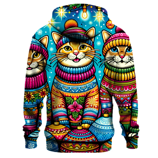 Funky Holiday Sweater Cats Hoodie