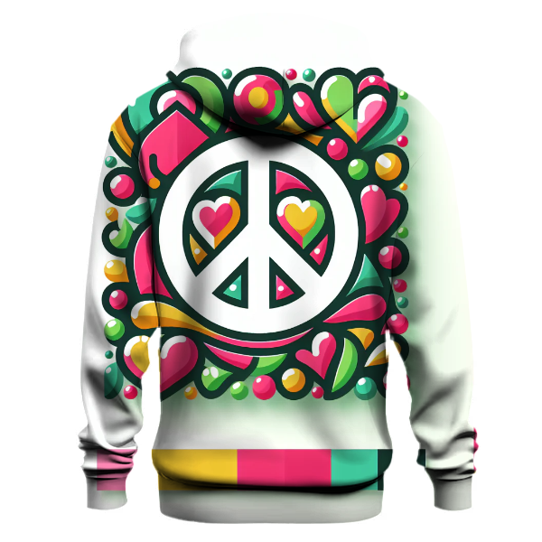 Funky Peace and Love Symbols Hoodie