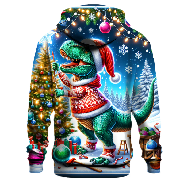 Cute Christmas T-Rex Hoodie