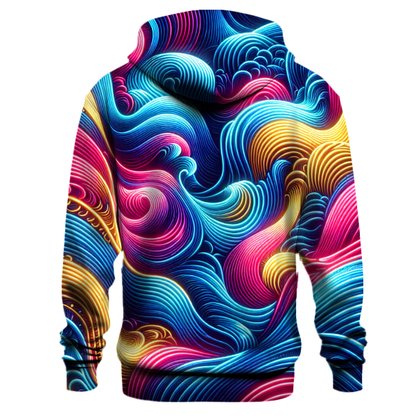 Vibrant Neon Waves Hoodie Hoodies Fashion