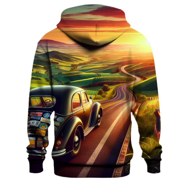 Vintage Road Trip Vibes Hoodie Embroidered Hoodies