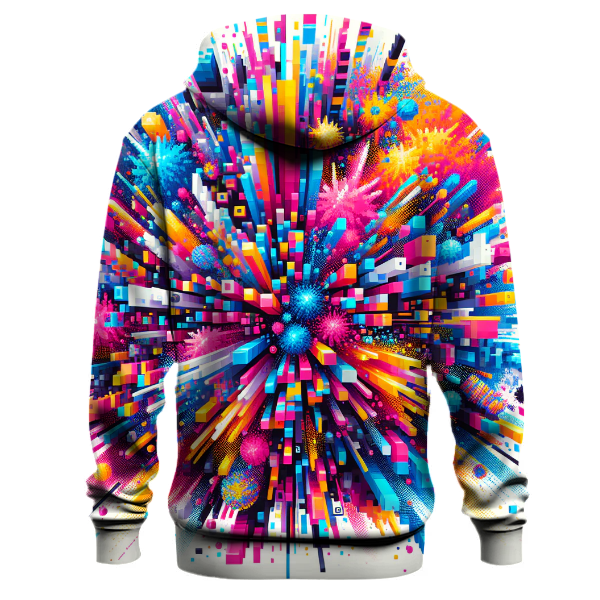 Neon Pixel Explosion Hoodie