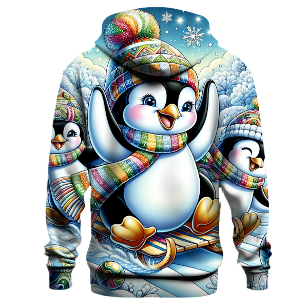 Festive Penguins with Scarves Hoodie