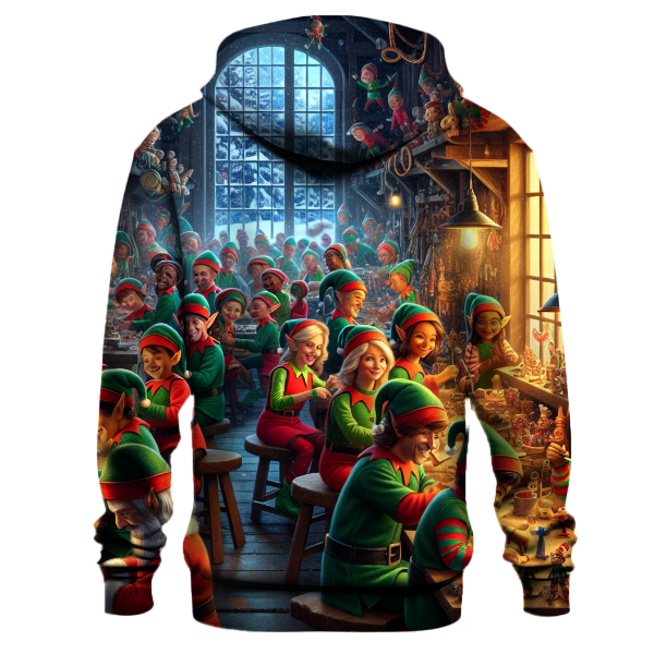 Cute Elves Making Toys in Workshop Hoodie