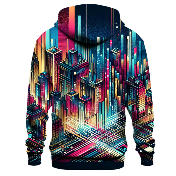 Techno Cityscape Design Hoodie Pullover Hoodies