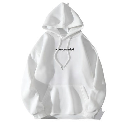 Hope You Smiled Inspirational Kangaroo Pocket Hoodie White