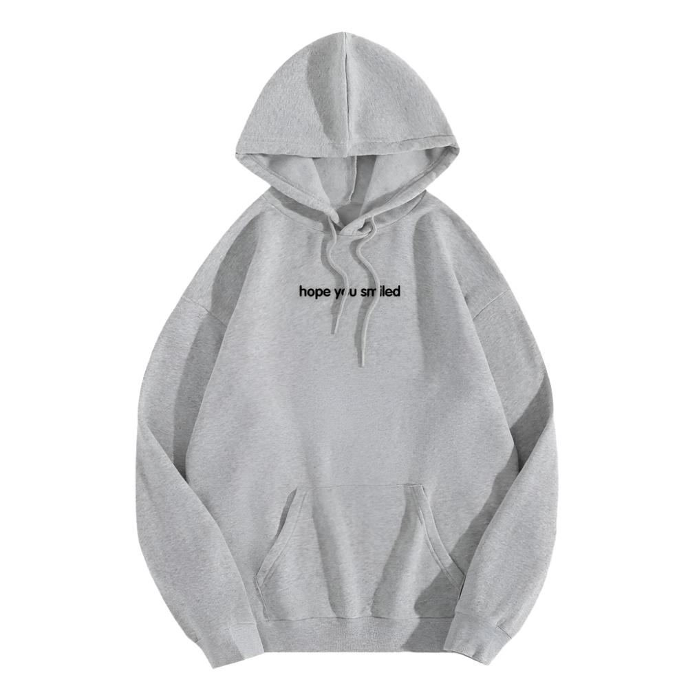 Hope You Smiled Inspirational Kangaroo Pocket Hoodie Gray