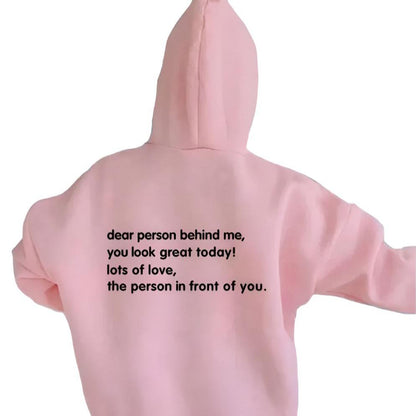 Hope You Smiled Inspirational Kangaroo Pocket Hoodie Pink