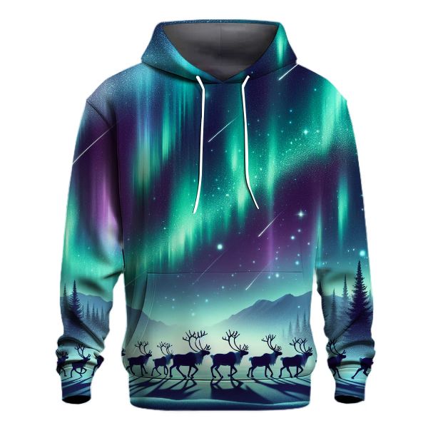 Northern Lights Reindeer Parade Hoodie