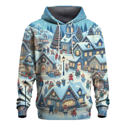 Charming Christmas Village Scene Hoodie