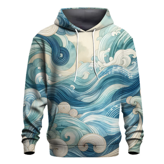 Oceanic Wave Patterns Hoodie