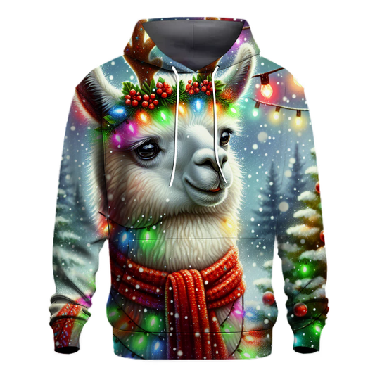 Festive Llama in Christmas Lights Hoodie