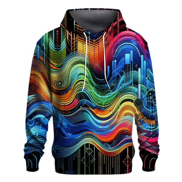 Techno Wave Pattern Hoodie