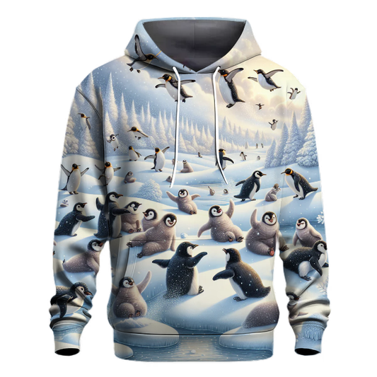 Playful Penguins in Snow Hoodie