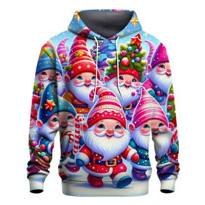 Whimsical Christmas Gnomes Parade Hoodie